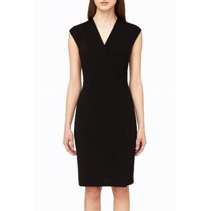 Norma Kamali Sleeveless Side Draped V Neck Faux Wrap Black Midi Dress NWT Size M